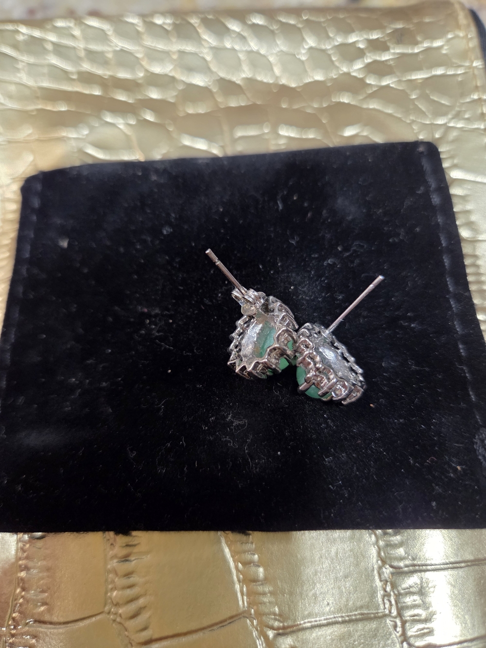 Jade Stone Halo Stud Earrings